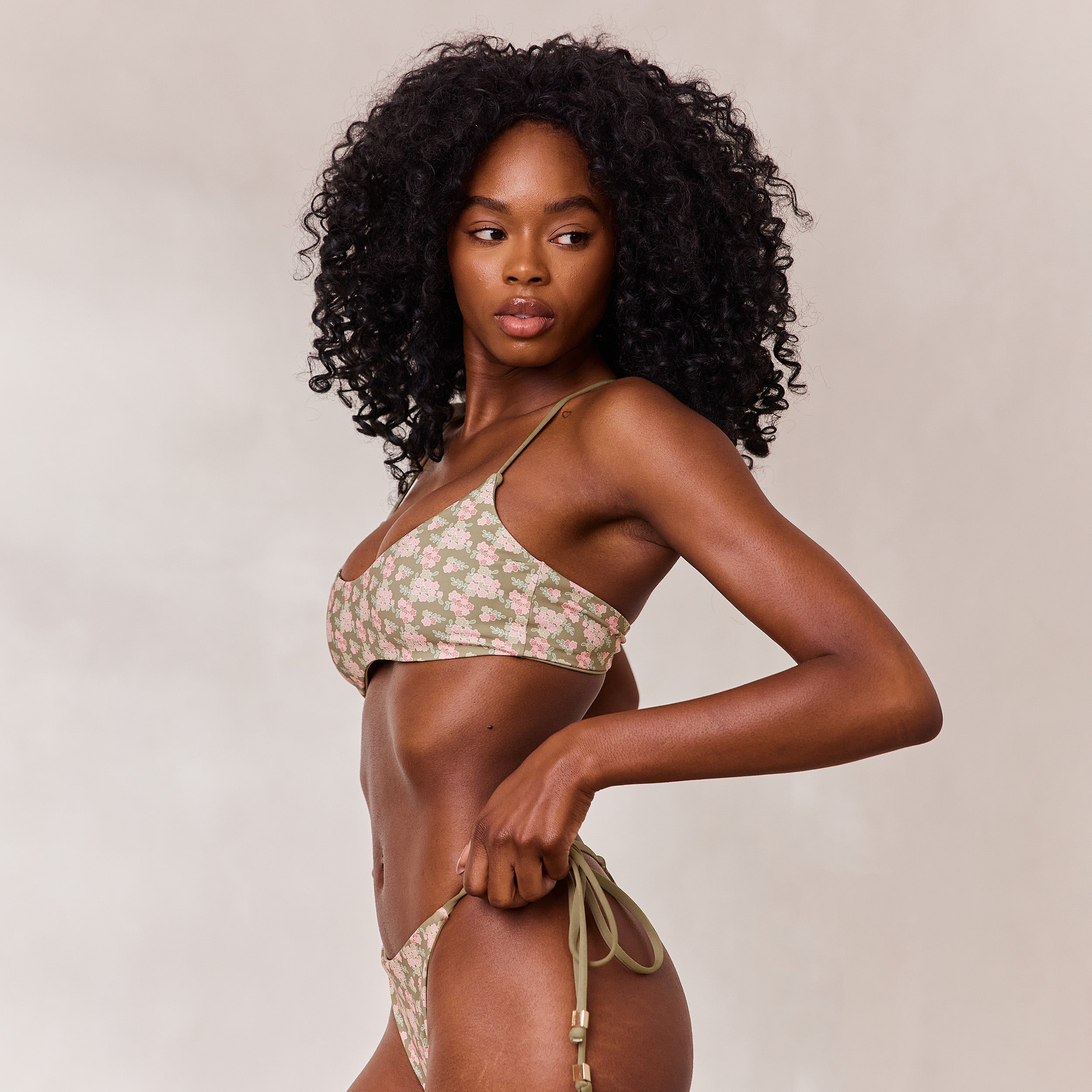 Reversible Bralette Bikini Top | Reversible Bralette Bikini Top - Green/Floral