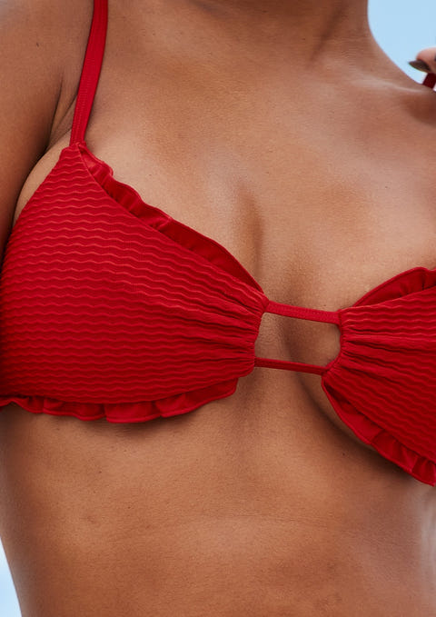 Hawaii Textured Bikini Top - Red – Lounge Underwear
