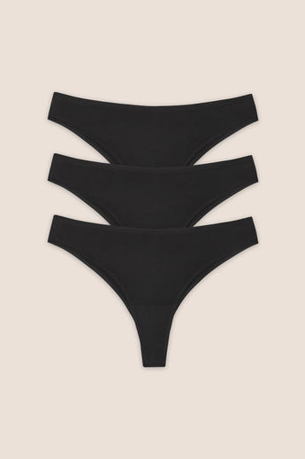 Seamless Bonded Brazilian Briefs (3-Pack) - Black