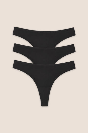 Seamless Bonded Thongs (3-Pack) - Black