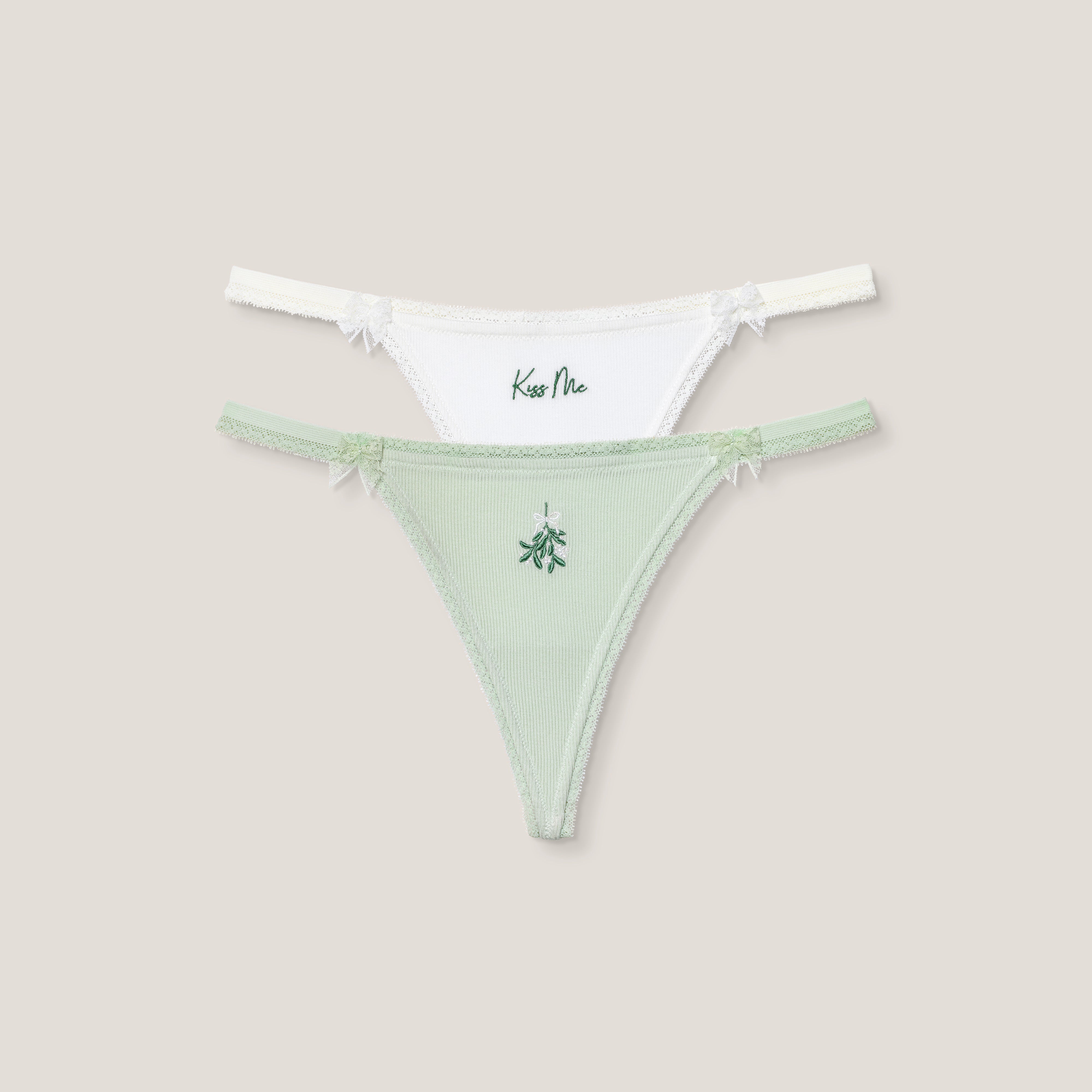 Mistletoe G-Strings (2-pack) - Green/White – Lounge Underwear