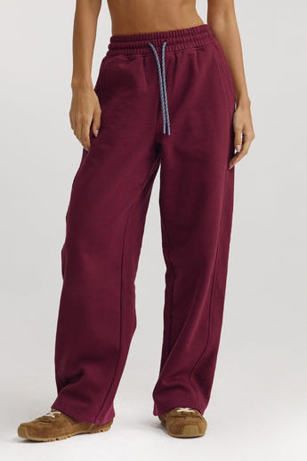 Straight-Leg Joggers - Cherry Lacquer