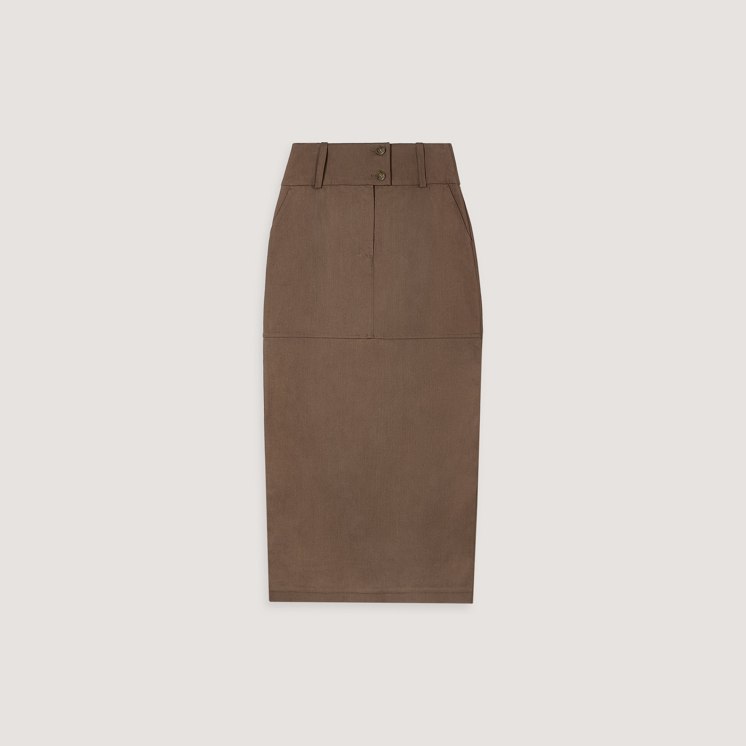 Double Button Woven Maxi Skirt | Double Button Woven Maxi Skirt - Chocolate
