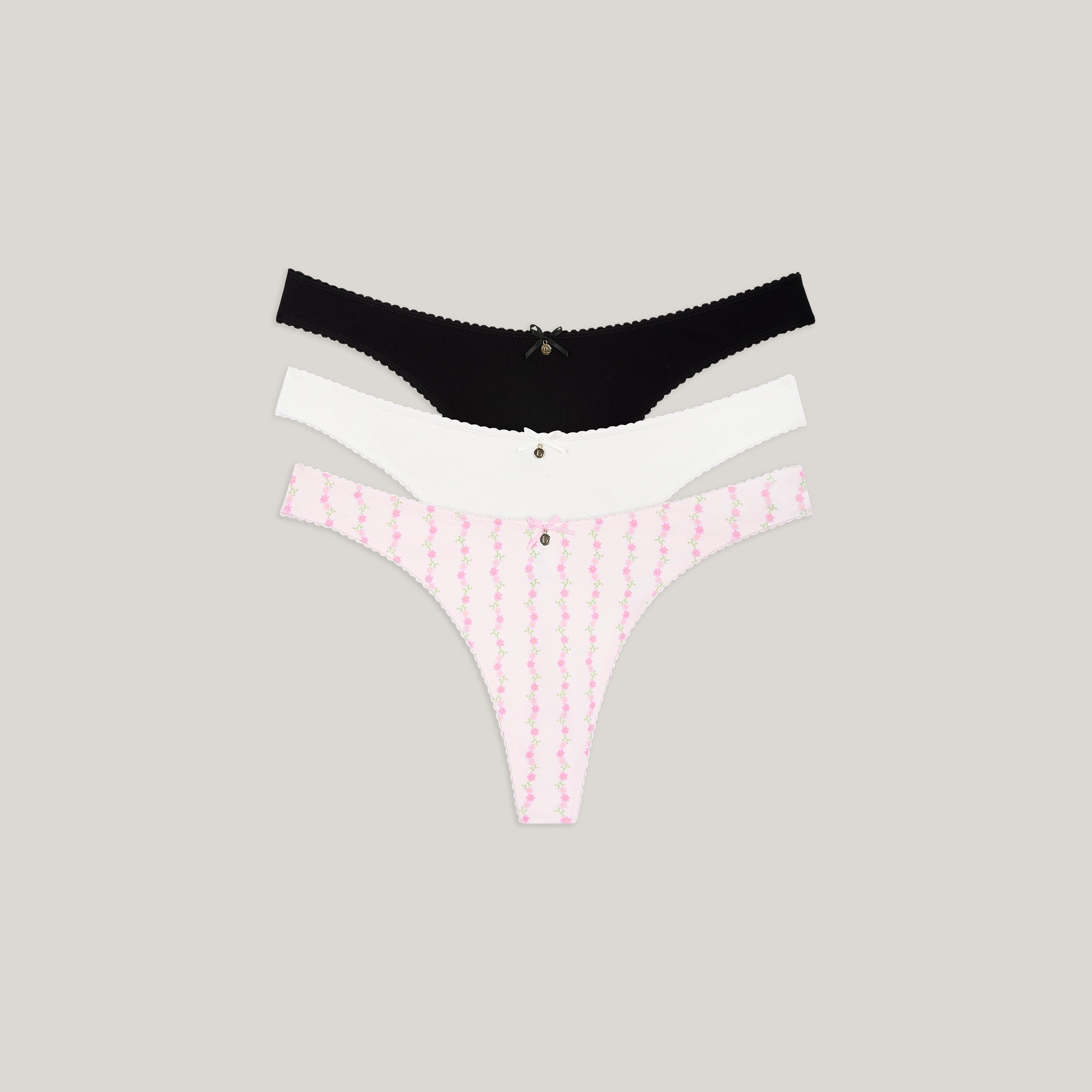 Cotton Kisses Thongs (3-Pack) - Pink Print