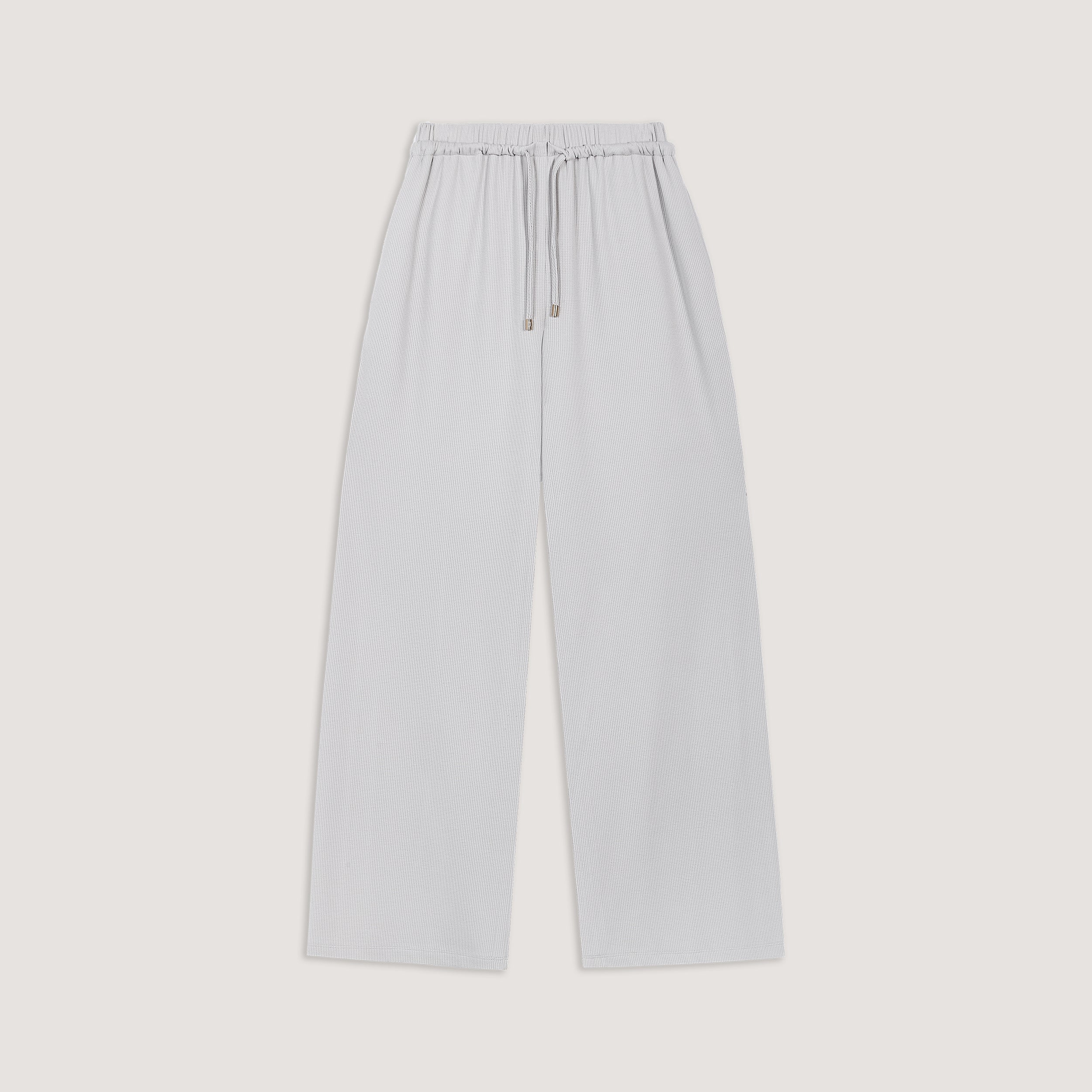 Waffle Wide Leg Trousers in Frost Grey