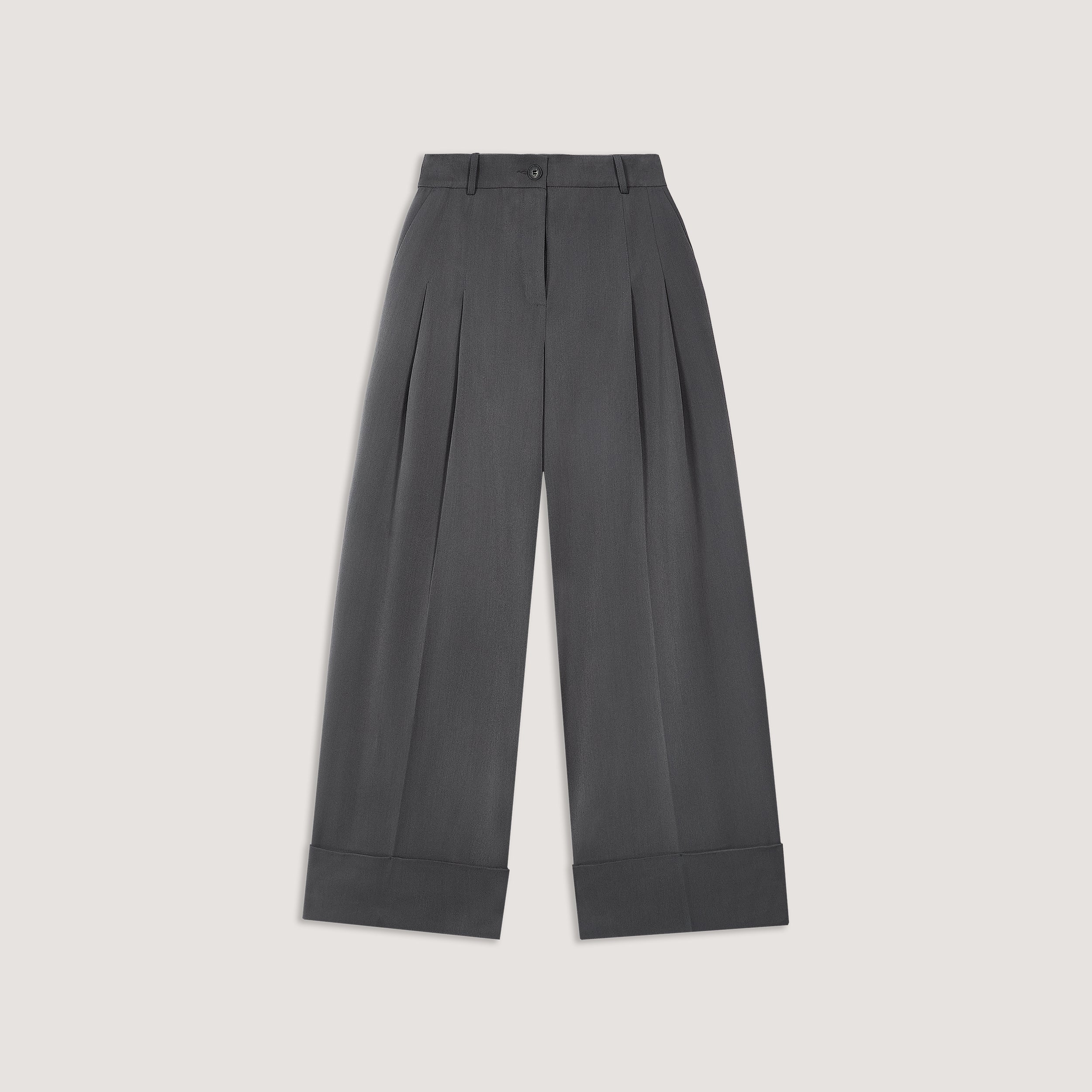 Tailored Turn-Up Trousers  | Tailored Turn-Up Trousers - Charcoal