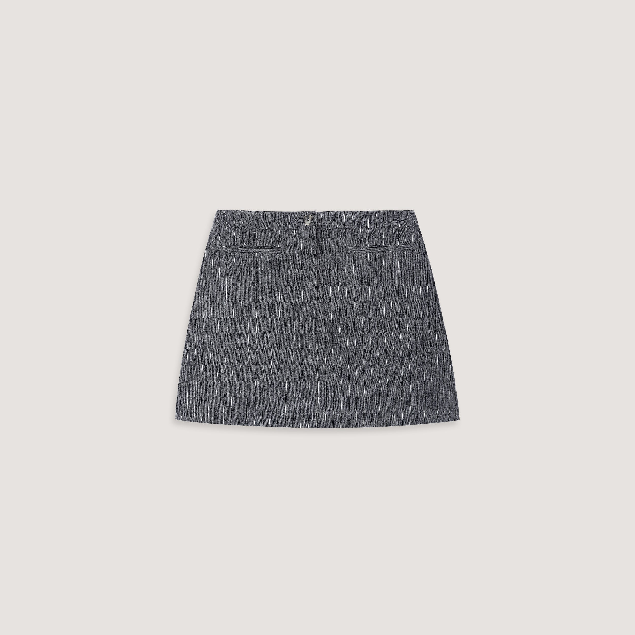 Structured Skirt  | Structured Skirt - Grey Pinstripe