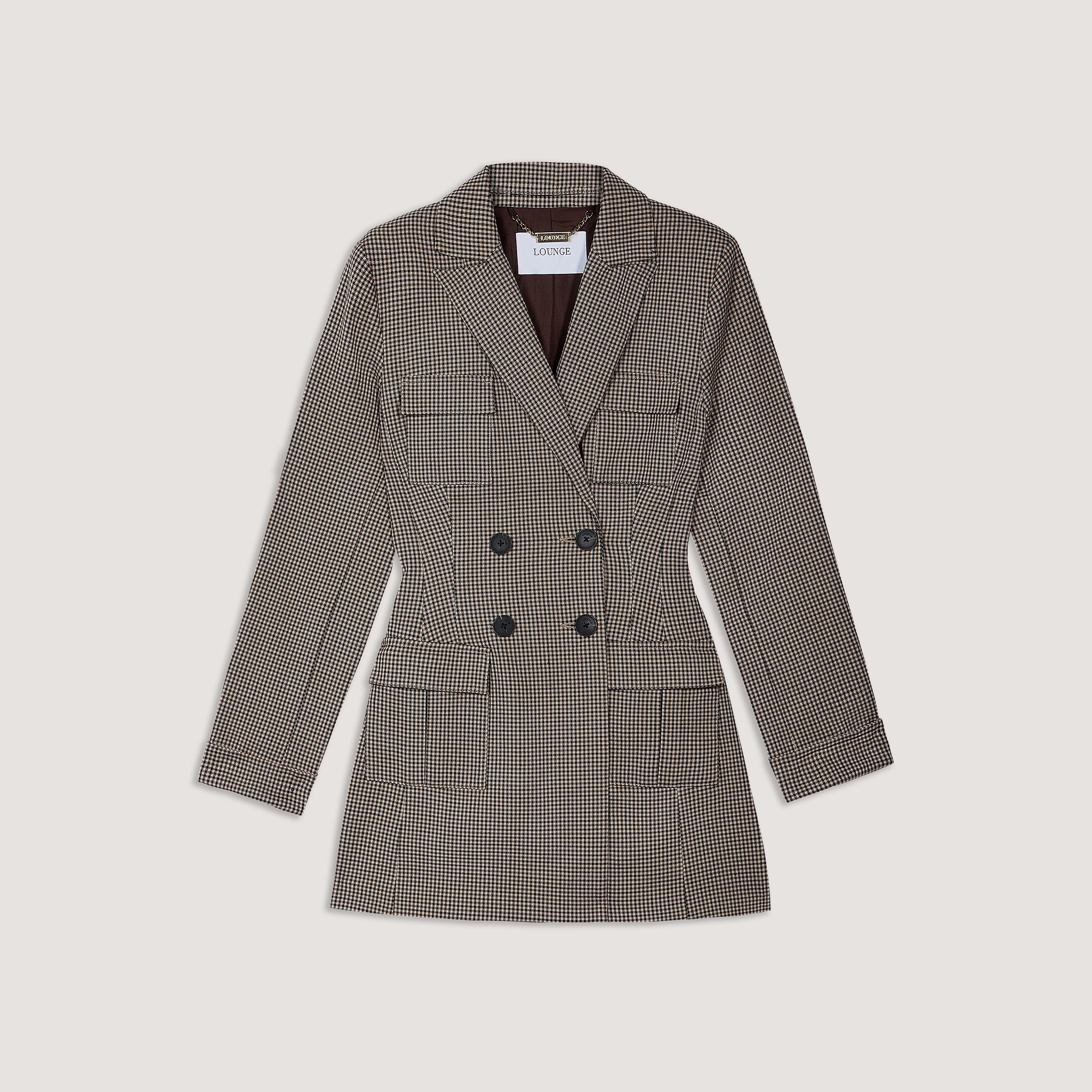 Houndstooth Blazer Dress  | Houndstooth Blazer Dress - Brown