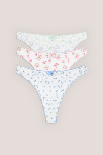 Bloom Thongs (3-Pack) - Floral Print