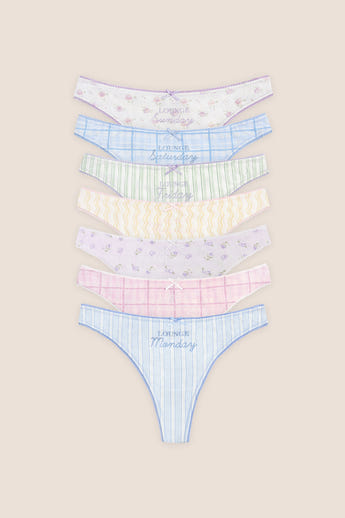 Days of the Week Thongs (7-Pack) - Multicolour Print