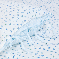 Bloom & Stripe Reversible Pillowcases (2-Pack) - Blue Floral Print