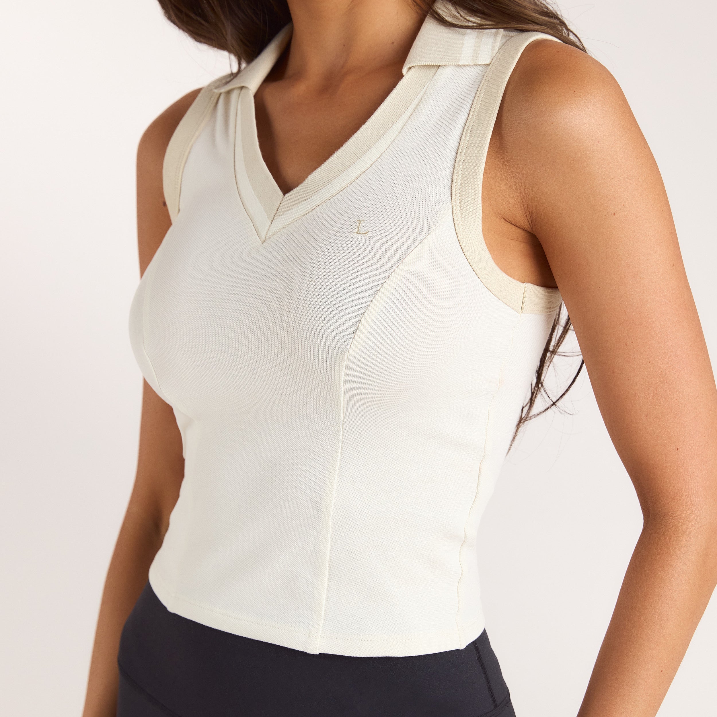 Polo Vest Top - Cream alternate