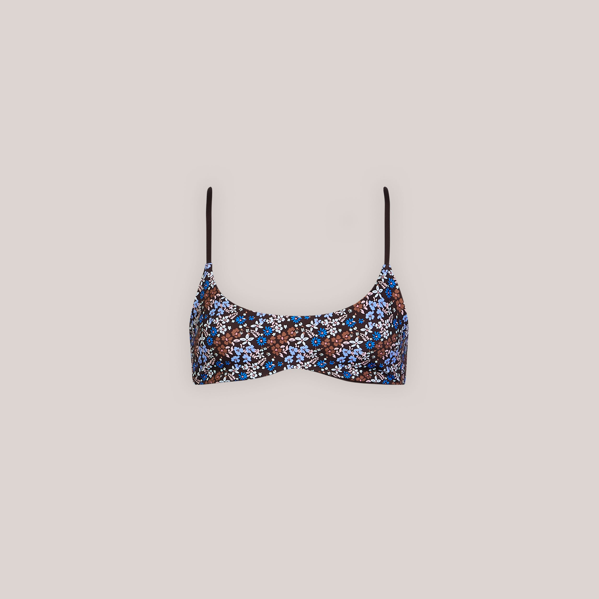 Reversible Bralette Bikini Top | Reversible Bralette Bikini Top - Brown/Floral